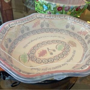 New Temptations by Tara Give Thanksl 3-Quart Oval Baker Dish with Lid & Stand